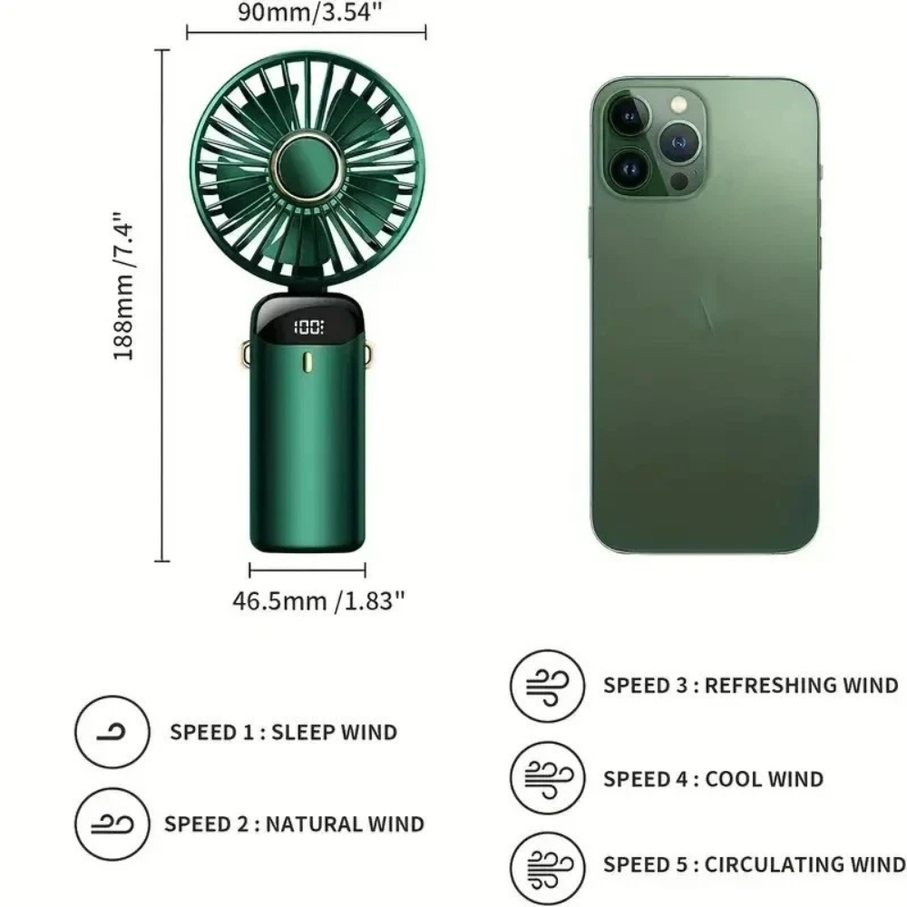 Mini Hand-held Fan Portable Folding Desk Fan Cooler Cooling USB Rechargeable Fan